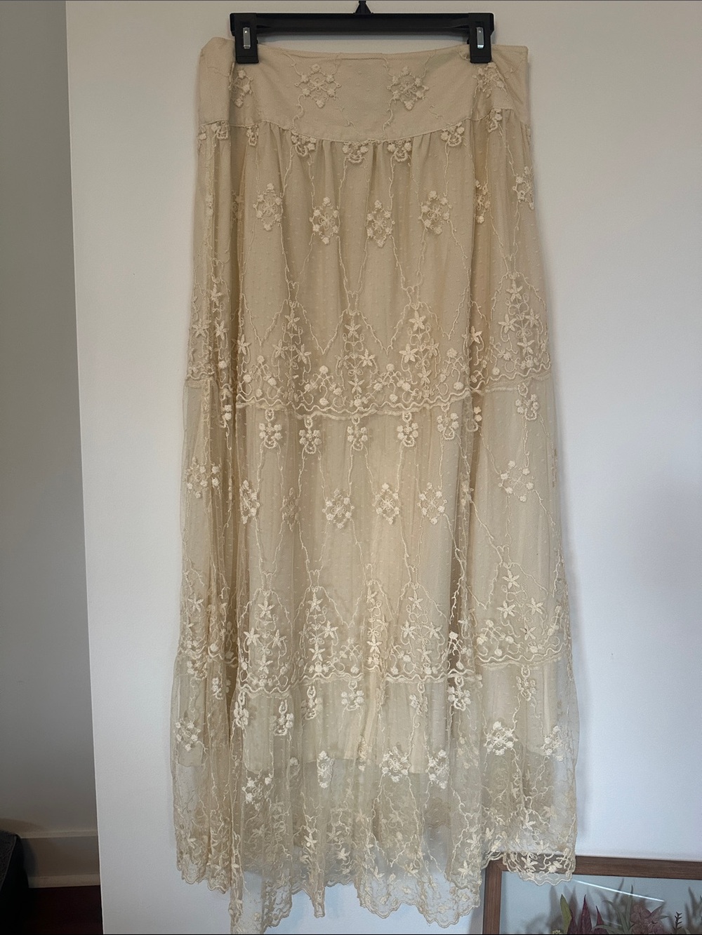 Boston Proper Lace Maxi Skirt in Cream